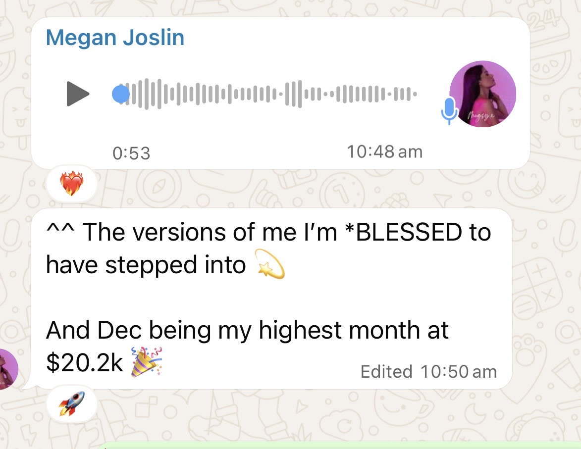 Megsy, Embodiment & Life Coach, $70K Month In May